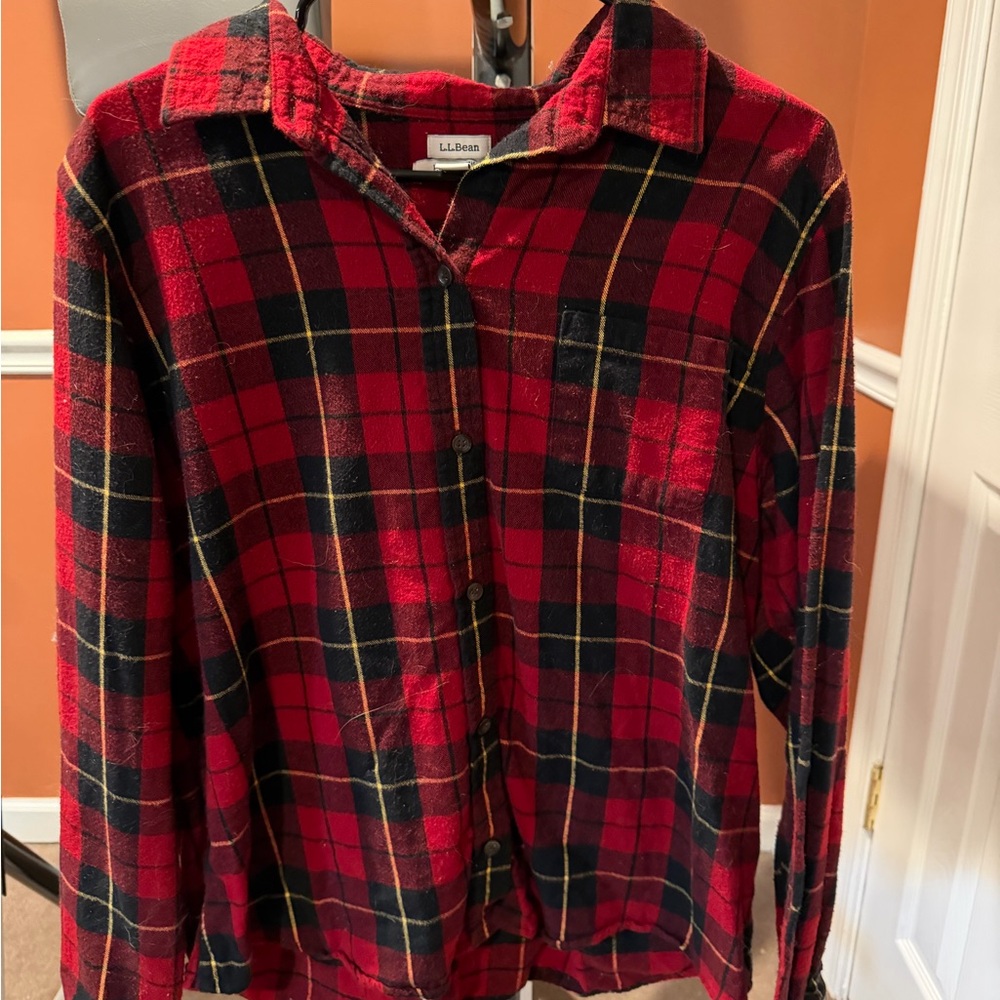 L.L. Bean Women’s Red and Black Checkered Shirt